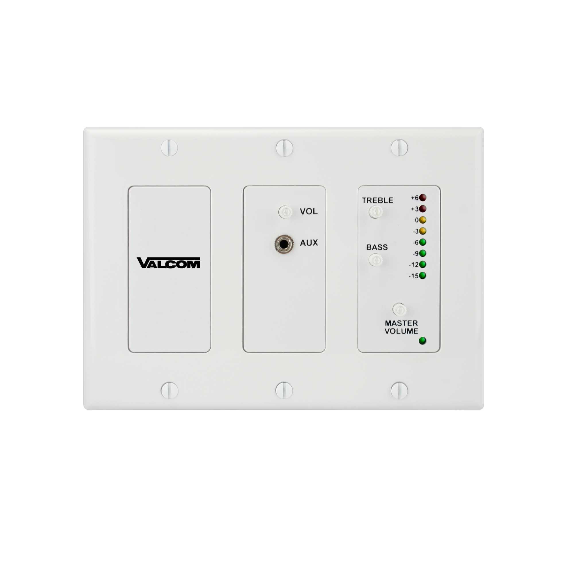 V-9983-W In-Wall Audio Mixer, 2-Channel, White