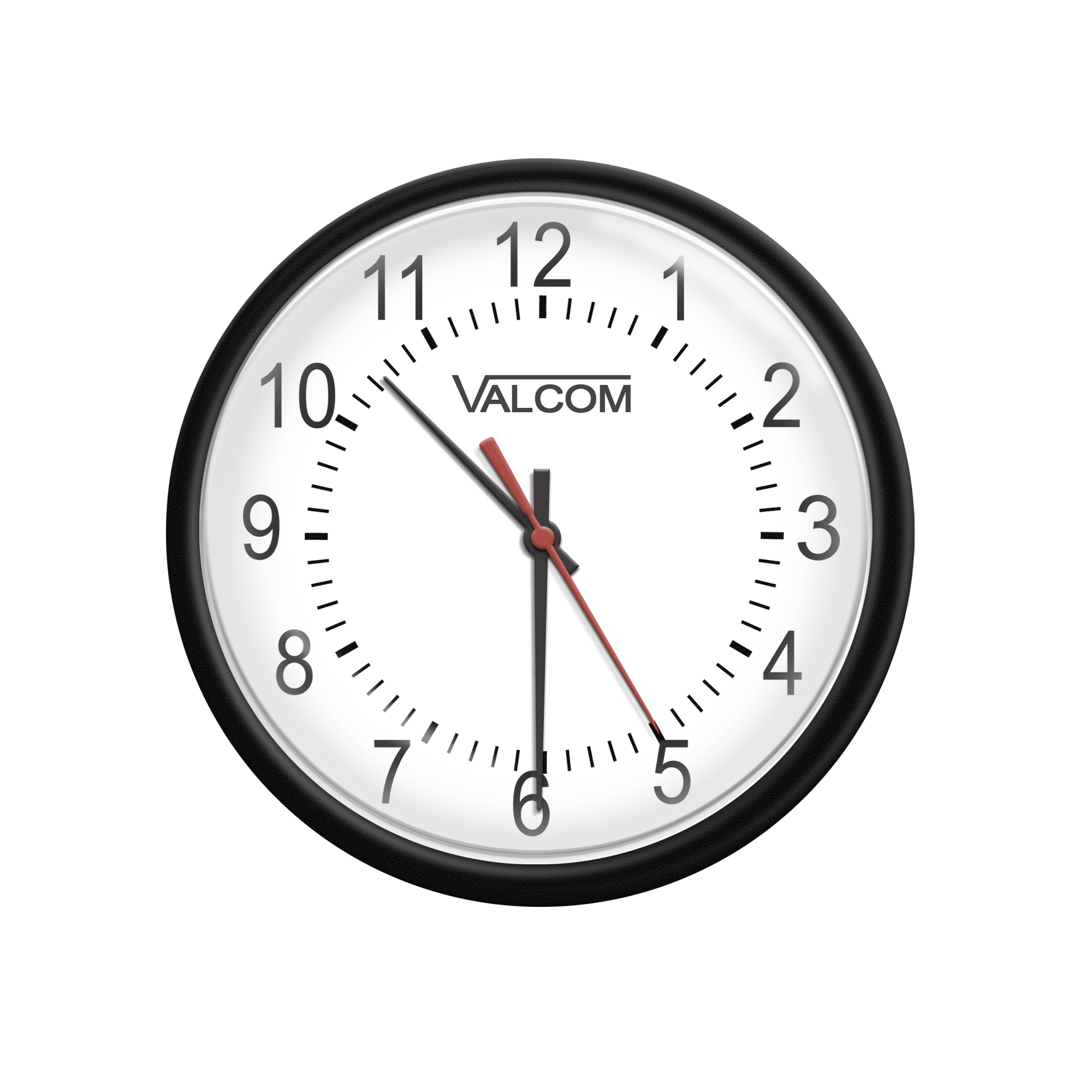 V-A11012B Round Analog Clock, 12-Inch, Wired, 110VAC, Black