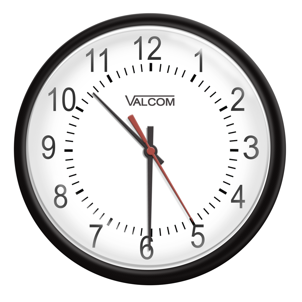 V-A11016B Round Analog Clock, 16-Inch, Wired, 110VAC, Black